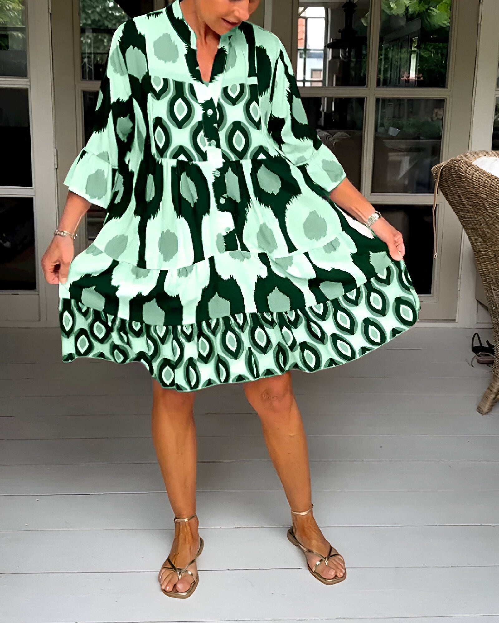 Laurine β Midi Jurk met Abstracte Print